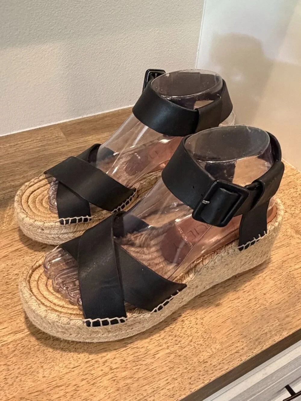 Sole Society Audrina Black Wedge Espadrilles - Boho Cottagecore - Size 8